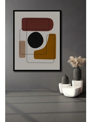 Teona Ahşap Çerçeve Görünümlü Soyut Modern Geometrik Dekoratif Ahşap Mdf Tablo Dikdörtgen Tablo