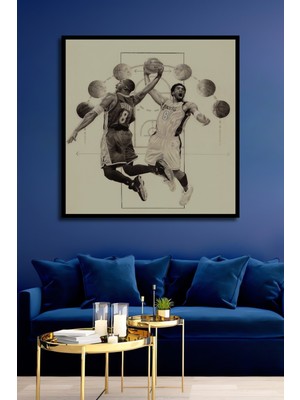 Teona Ahşap Çerçeve Görünümlü Basketbolun Efsaneleri Dekoratif Ahşap Mdf Tablo Dikdörtgen Tablo