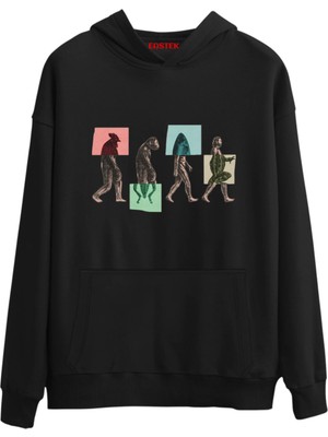 Eastek Evrimsel Iz Tasarım 3 Iplik Şardonlu Kapüşonlu Unisex, Kadın, Erkek Hoodie