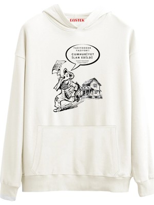 Eastek Cumhuriyetin Haberi Premium 3 Iplik Şardonlu Kapüşonlu Unisex, Kadın, Erkek Hoodie Sweatshirt