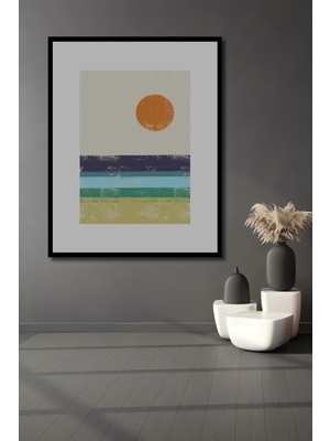 Teona Ahşap Dekoratif Ahşap Dikdörtgen Tablo Günbatımı Manzarası Çerçeve Görünümlü