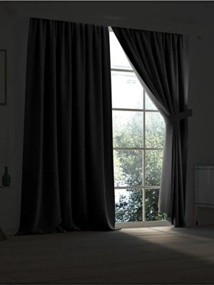 Daphne Siyah Kornişli Blackout Karartma Saten Perde