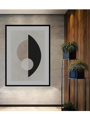 Teona Ahşap Dekoratif Ahşap Dikdörtgen Tablo Yin Yang Geometri Çerçeve Görünümlü