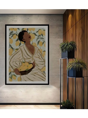 Teona Ahşap Dekoratif Ahşap Dikdörtgen Tablo Limon Hasadı Çerçeve Görünümlü