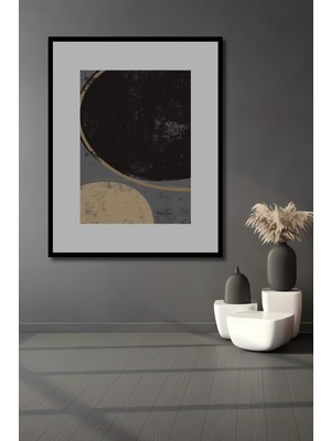 Teona Ahşap Dekoratif Ahşap Dikdörtgen Tablo Soyut Daireler Çerçeve Görünümlü