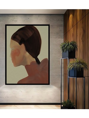 Teona Ahşap Dekoratif Ahşap Dikdörtgen Tablo Düşünceli Kadın Çerçeve Görünümlü