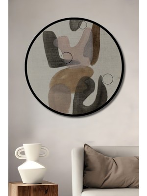 Teona Ahşap Dekoratif Ahşap Yuvarlak Çerçeve Görünümlü Tablo Bohem Sanat