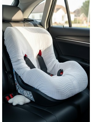 Joyous Mom & Kids 4 Katlı Müslin Bebek Oto Koltuk Kılıfı Lastikli %100 Pamuk Organik Oto Koltuk Kılıfı