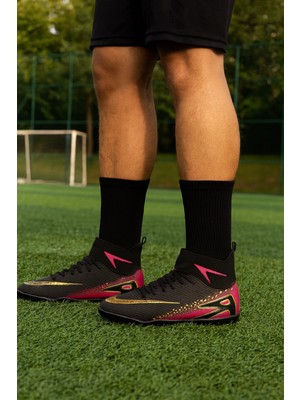 Minibonito Yüksek Bilekli Çoraplı Halı Saha Futbol Ayakkabısı Erkekler İçin Konforlu ve Şık