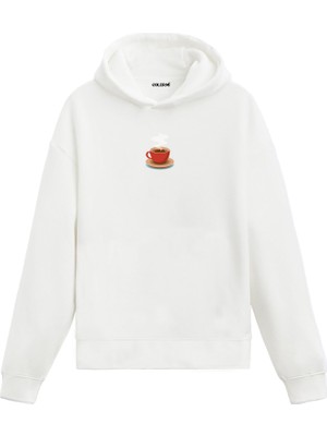 Colermi Sıcak Kahve Fincanı Baskılı Minimal Hoodie
