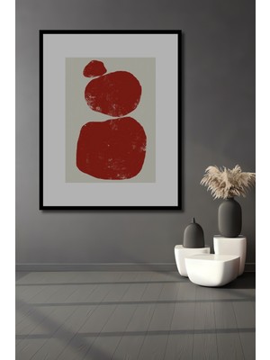 Teona Ahşap Dekoratif Ahşap Dikdörtgen Tablo Kırmızı Lekeler Çerçeve Görünümlü