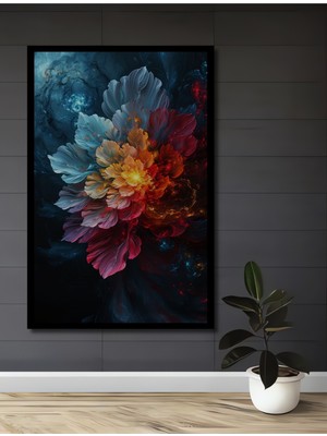 Teona Ahşap Çerçeve Görünümlü Renklerin Dansı Soyut Ahşap Mdf Dekoratif Ev Duvar Tablo Dikdörtgen Ev Duvar Tablo