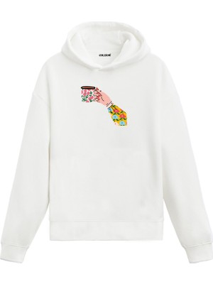 Colermi Desenli Kahve Fincanı Baskılı Hoodie