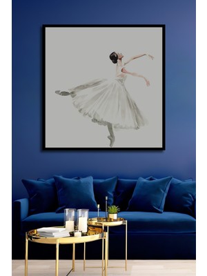 Teona Ahşap Dekoratif Ahşap Dikdörtgen Tablo Balerin Zarafeti Çerçeve Görünümlü