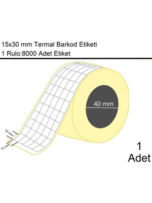 Marketix 15x30 mm Termal 5'li Ürün Barkod Etiketi 1 Rulo:8000 Adet Etiket