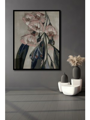 Teona Ahşap Dekoratif Ahşap Dikdörtgen Tablo Solgun Çiçekler Çerçeve Görünümlü