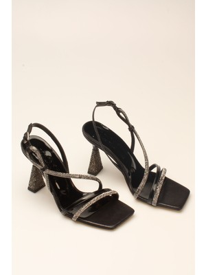 İdil Idil   Siyah Rugan Taşlı Kadın Topuklu
