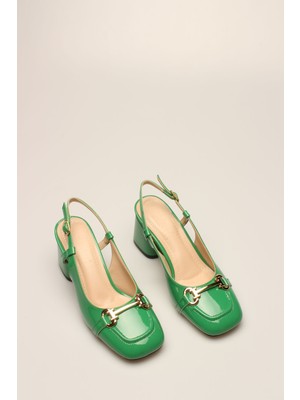 İdil Idil   Yeşil Rugan Tokalı  Kadın Topuklu