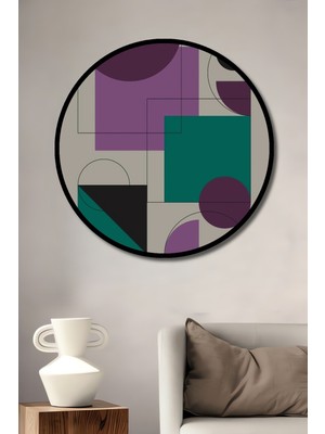 Teona Ahşap Dekoratif Ahşap Yuvarlak Çerçeve Görünümlü Tablo Bauhaus Geometri 1919