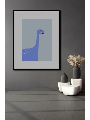 Teona Ahşap Dekoratif Ahşap Dikdörtgen Tablo Neşeli Dinozor Çerçeve Görünümlü