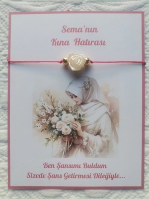 İ&DBABY 24 Adet Kişiye Özel Gül Inci Model Düğün Nikah Nişan Söz Kına Hatırası Dağıtmalık Hediyelik Bileklik