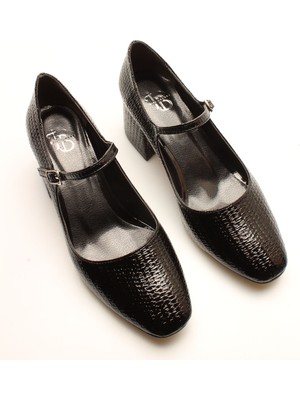 İdil Idil   Siyah Kroko Tek Bantlı Kadın Topuklu