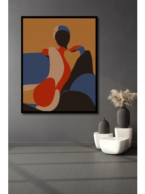 Teona Ahşap Dekoratif Ahşap Dikdörtgen Tablo Renkli Soyut Kadın Çerçeve Görünümlü