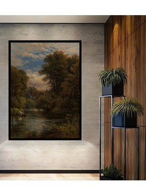 Teona Ahşap Dekoratif Ahşap Dikdörtgen Tablo Sessiz Nehir  Çerçeve Görünümlü