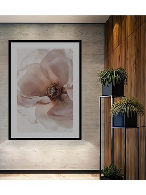 Teona Ahşap Dekoratif Ahşap Dikdörtgen Tablo Pembe Çiçek Çerçeve Görünümlü