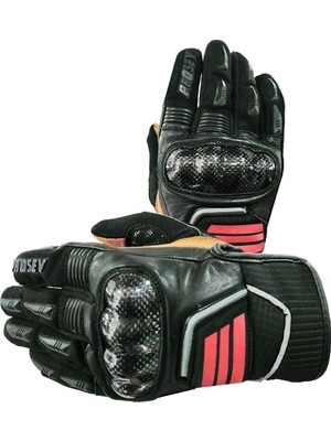 Ebakbak Motosiklet Eldiveni Carbon Fiber Full Koruma Deri Leather Motorcu Eldiven Siyah