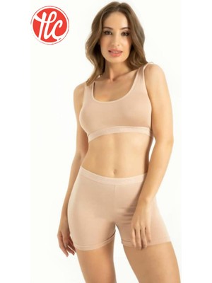 Q-En Kadın Büyük Beden Bambu Kumaş Kalın Askılı Petli Rahat Büstiyer