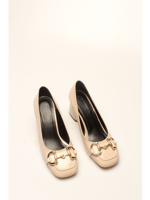 İdil Idil   Bej Rugan Tokalı  Kadın Topuklu