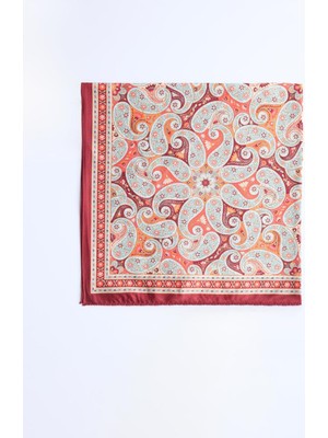 Jimmy Key Turuncu Etnik Desenli Modern Eşarp