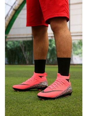Minibonito Pembe Çoraplı Krampon Futbol Ayakkabı Erkek Yetişkin Kullanıcılar İçin Yüksek Bilekli