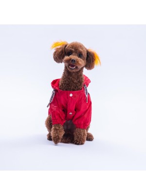 Pawstar Kırmızı Pluvia V25 Köpek Mont Köpek Yağmurluk Köpek Kıyafeti Köpek Elbisesi