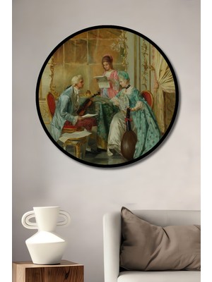 Teona Ahşap Dekoratif Ahşap Yuvarlak Çerçeve Görünümlü Tablo Barok Müzik Dinletisi