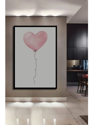 Teona Ahşap Dekoratif Ahşap Dikdörtgen Tablo Kalp Balon Çerçeve Görünümlü