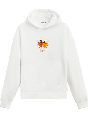 Colermi Coffee Time Baskılı Eğlenceli Hoodie