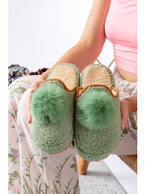 Kadın Ev Terliği Ponpon Şık Giyim Hediyelik Çeyiz Bohça Misafir Terliği