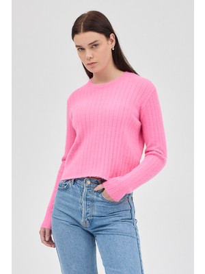 Rays Pembe Bisiklet Yaka Uzun Kol Kadın Kazak 2412