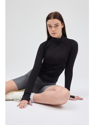 Rays Siyah Fermuarlı Fit Kalıp Spor Hırka 3196