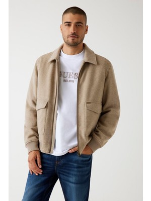 Guess Erkek Warm Yün Karışımlı Ceket - Bej