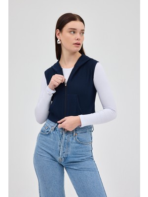 Rays Laci Fermuarlı Sıfır Kol Kadın Yelek 8201A