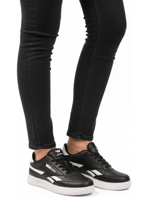 Walkway Siyah Beyaz Bağcıklı Unisex Spor Ayakkabı