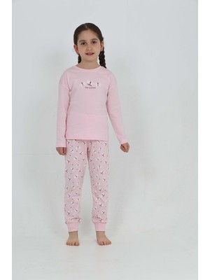 Toontoy Kız Çocuk Kelebek Baskılı Pijama Takım