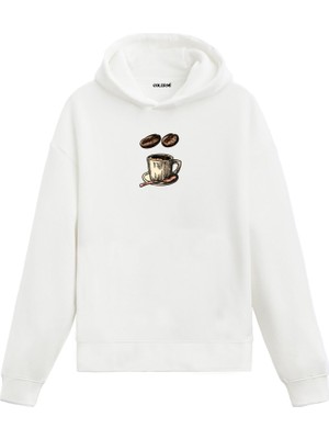 Colermi Kahve Fincanı ve Çekirdek Figürlü Hoodie