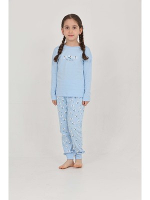 Toontoy Kız Çocuk Kelebek Baskılı Pijama Takım