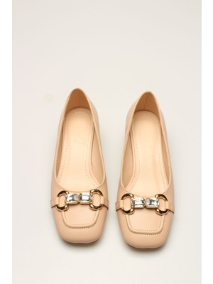 İdil Idil   Bej Cilt Taşlı Kadın Topuklu