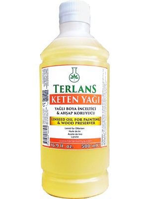Terlans Keten Yağı 500 ml Yağlı Boya İnceltici ve Ahşap Koruyucu Özellikli Ürün
