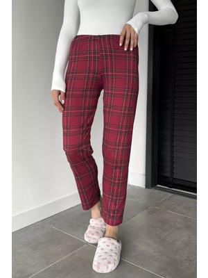Gülseli Kadın Ekose Desenli Bel Lastikli Pijama Altı P-00018769